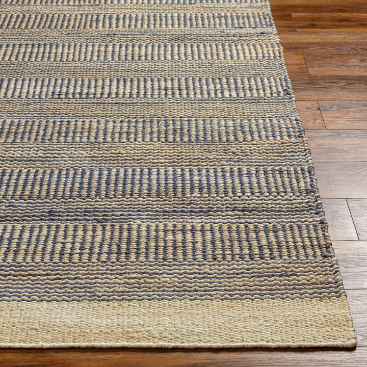 Blue and Tan Hand Woven Stripes Design Southwestern jute Area Rug - The Rug Decor