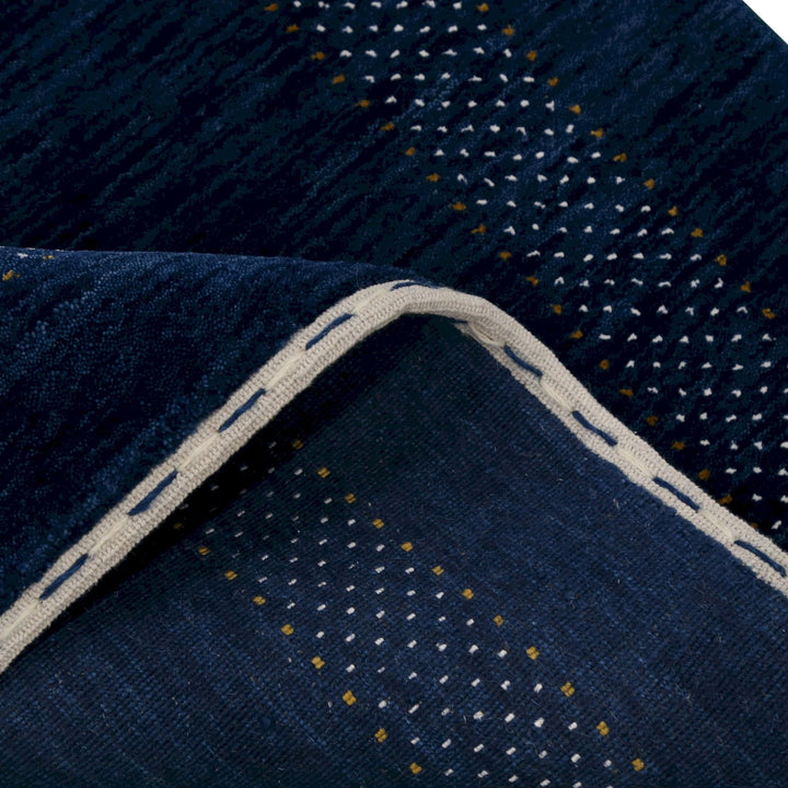 Blue And White Center Pattern Design Hand Loomed Wool Area Rug - The Rug Decor