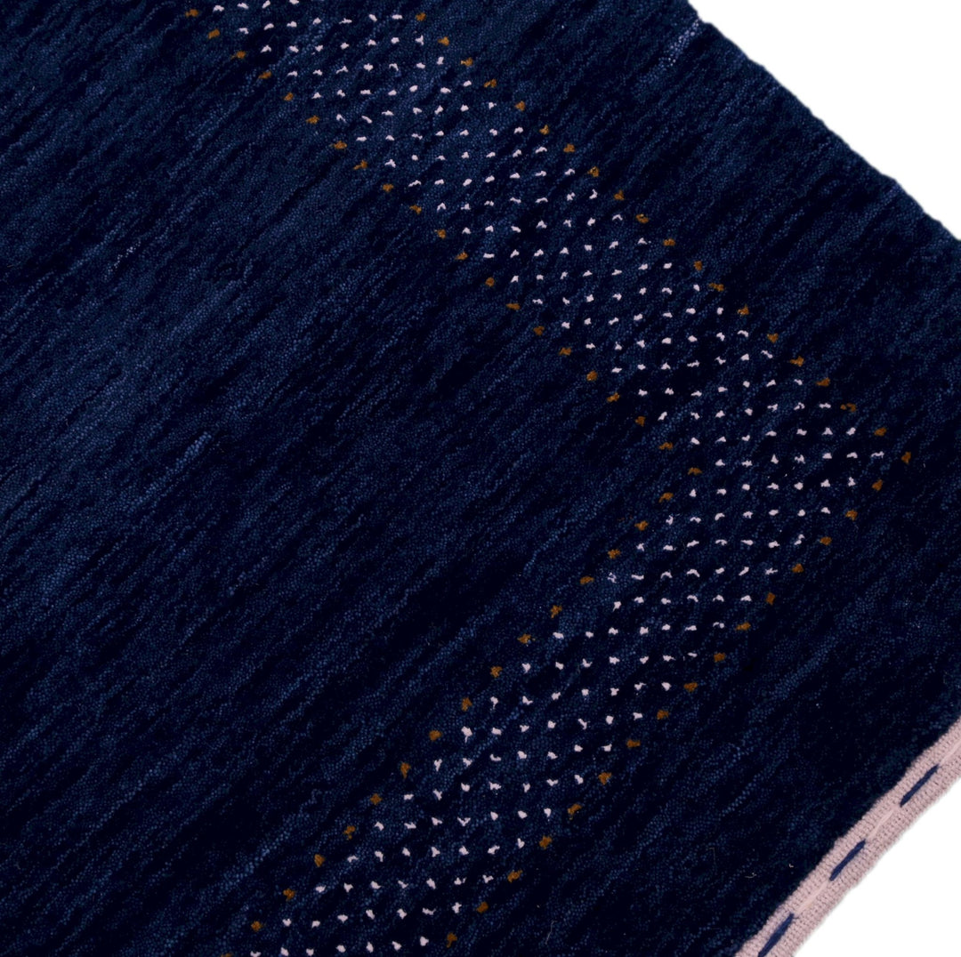 Blue And White Center Pattern Design Hand Loomed Wool Area Rug - The Rug Decor