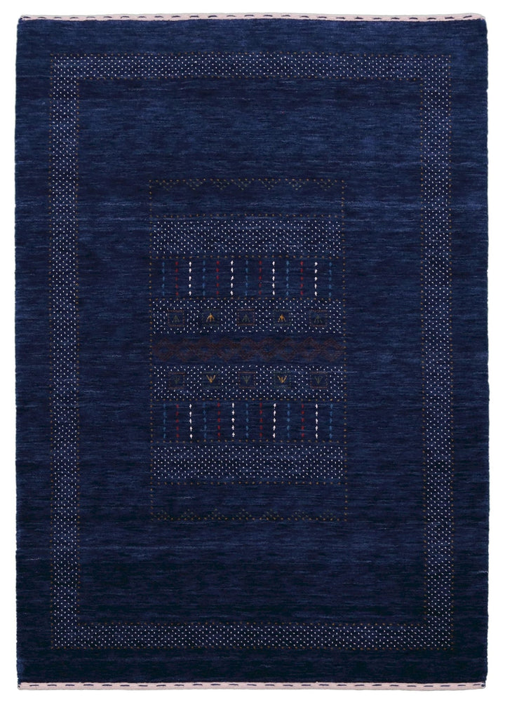 Blue And White Center Pattern Design Hand Loomed Wool Area Rug - The Rug Decor