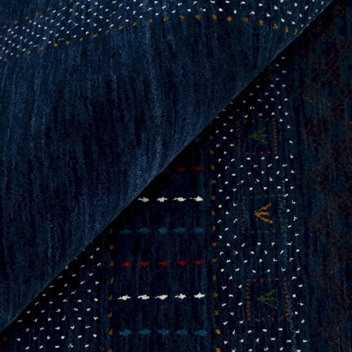 Blue And White Center Pattern Design Hand Loomed Wool Area Rug - The Rug Decor