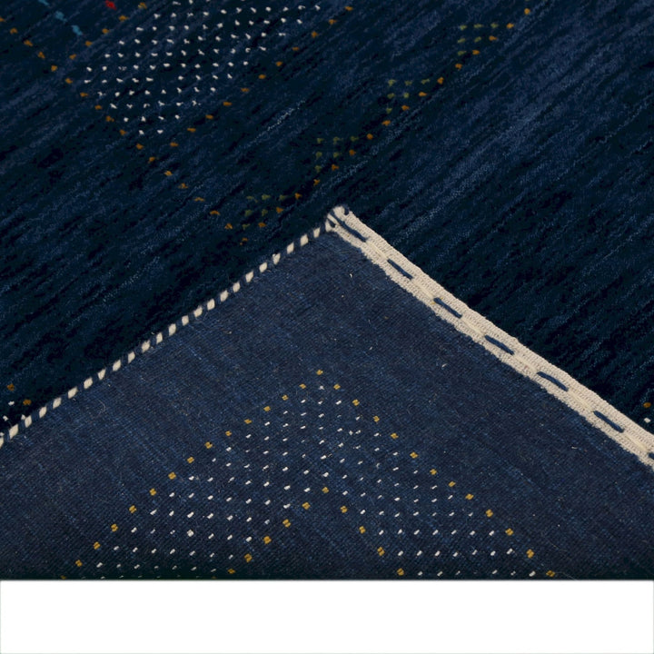 Blue And White Center Pattern Design Hand Loomed Wool Area Rug - The Rug Decor