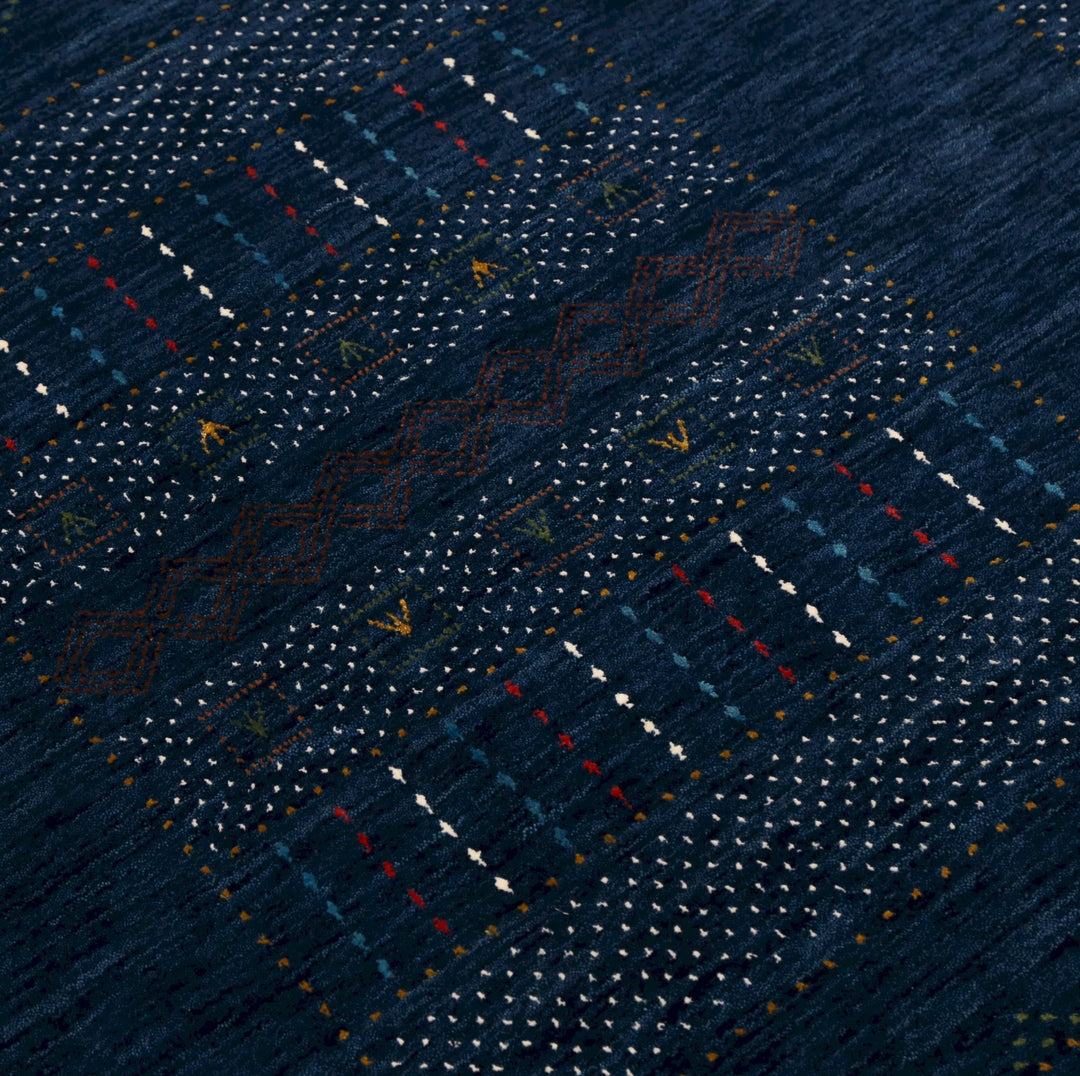 Blue And White Center Pattern Design Hand Loomed Wool Area Rug - The Rug Decor