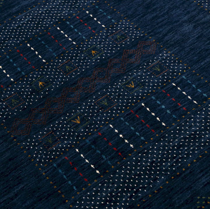 Blue And White Center Pattern Design Hand Loomed Wool Area Rug - The Rug Decor