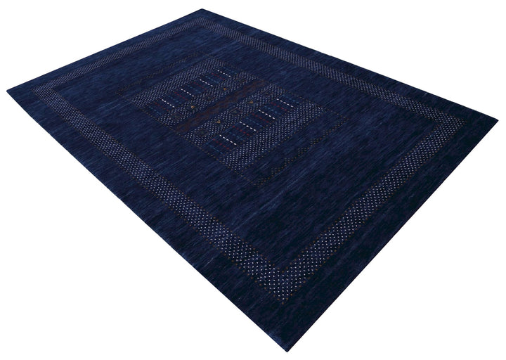 Blue And White Center Pattern Design Hand Loomed Wool Area Rug - The Rug Decor