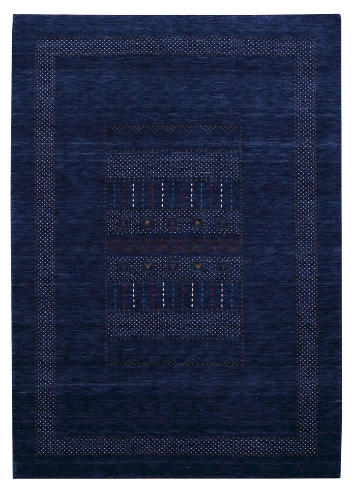 Blue And White Center Pattern Design Hand Loomed Wool Area Rug - The Rug Decor