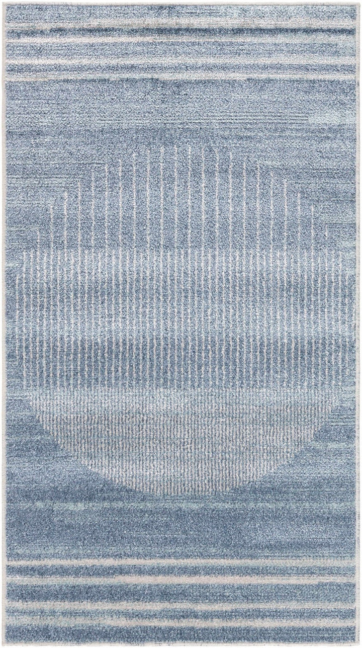 Blue And White Contemporary Style Washable Area Rug - The Rug Decor