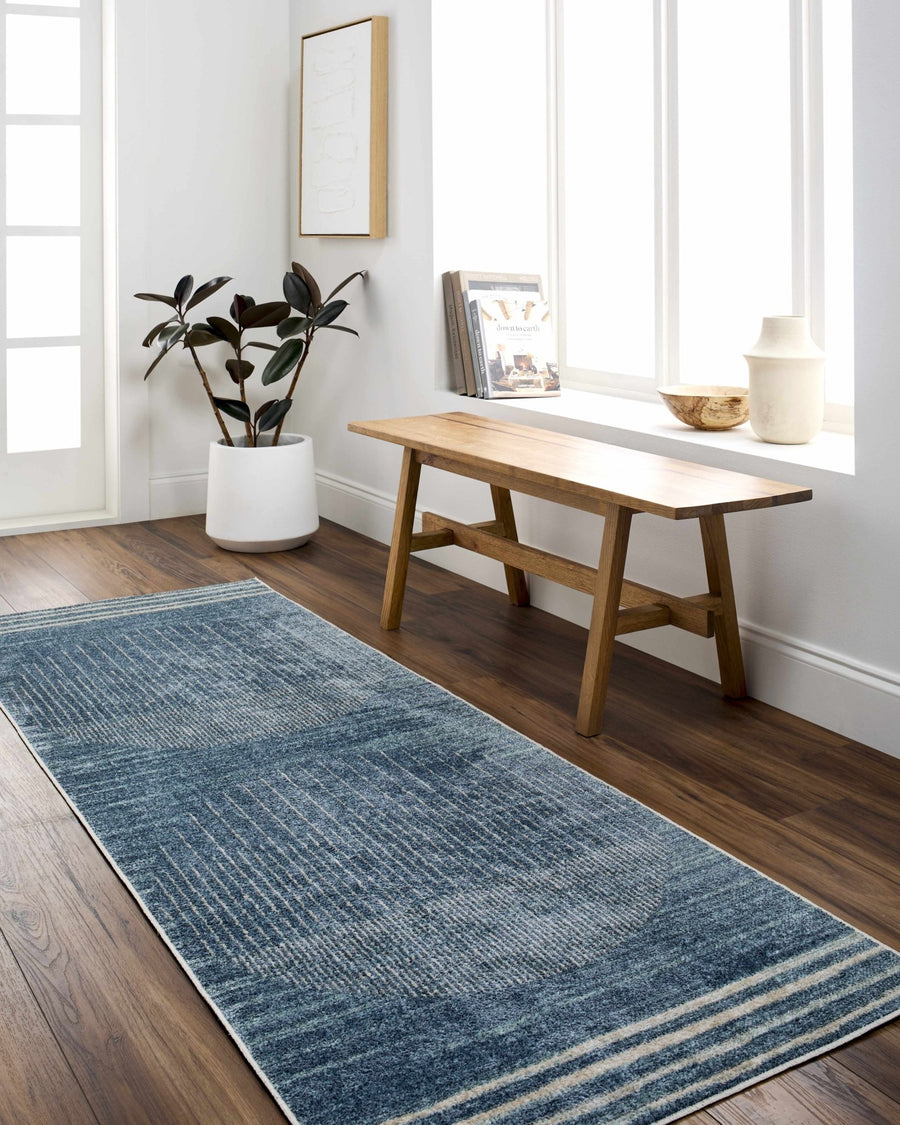 Blue And White Contemporary Style Washable Area Rug - The Rug Decor