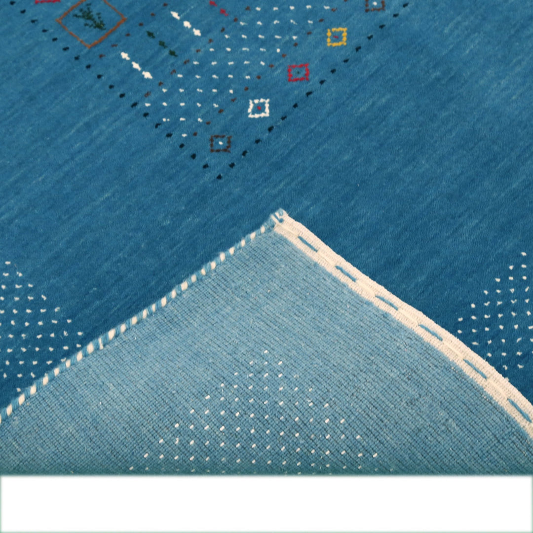 Blue And White Gabbeh Design Hand Loomed Wool Area Rug - The Rug Decor