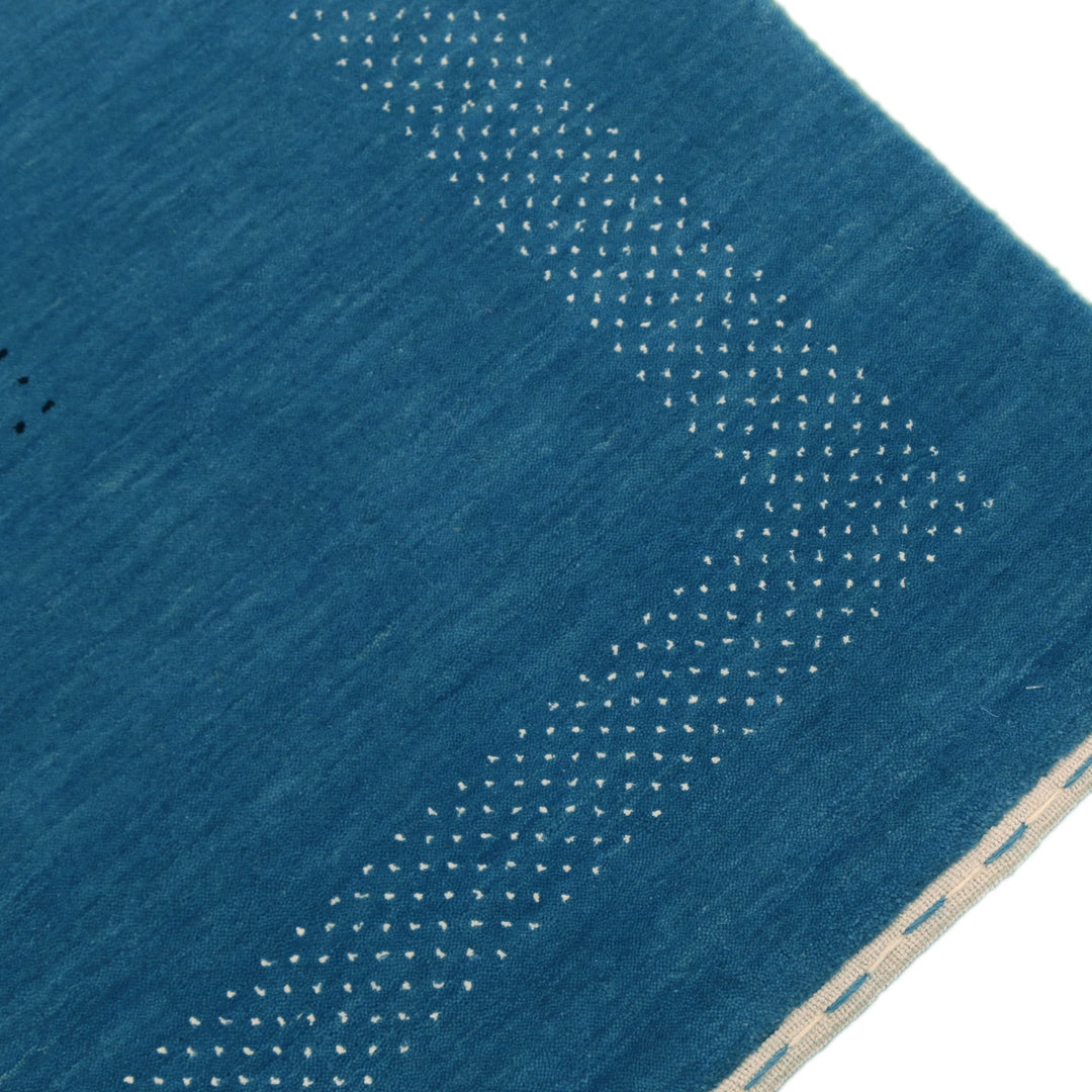 Blue And White Gabbeh Design Hand Loomed Wool Area Rug - The Rug Decor