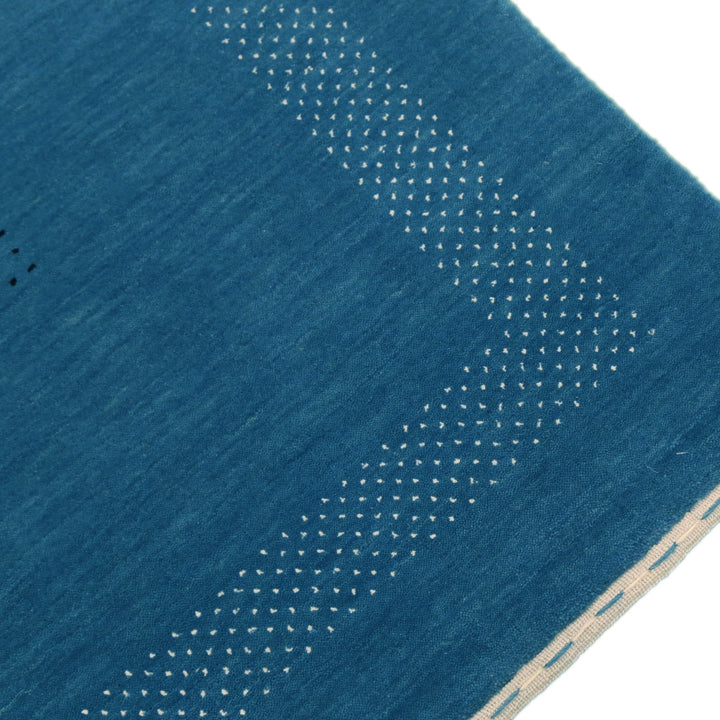 Blue And White Gabbeh Design Hand Loomed Wool Area Rug - The Rug Decor