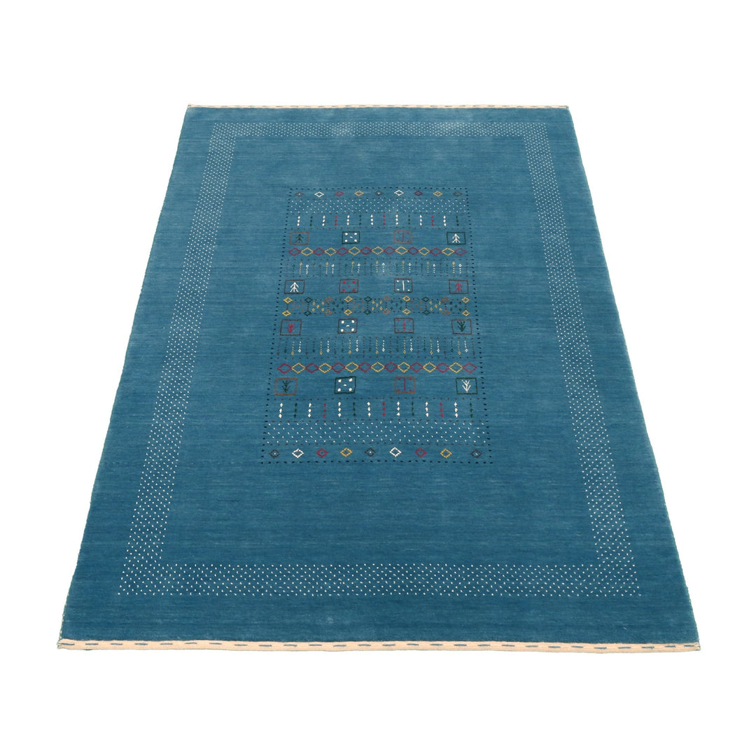Blue And White Gabbeh Design Hand Loomed Wool Area Rug - The Rug Decor