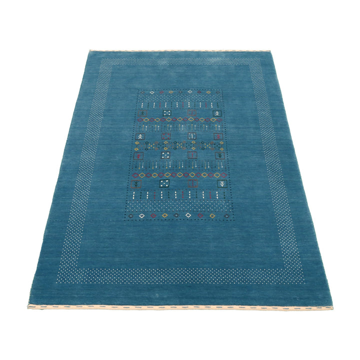 Blue And White Gabbeh Design Hand Loomed Wool Area Rug - The Rug Decor