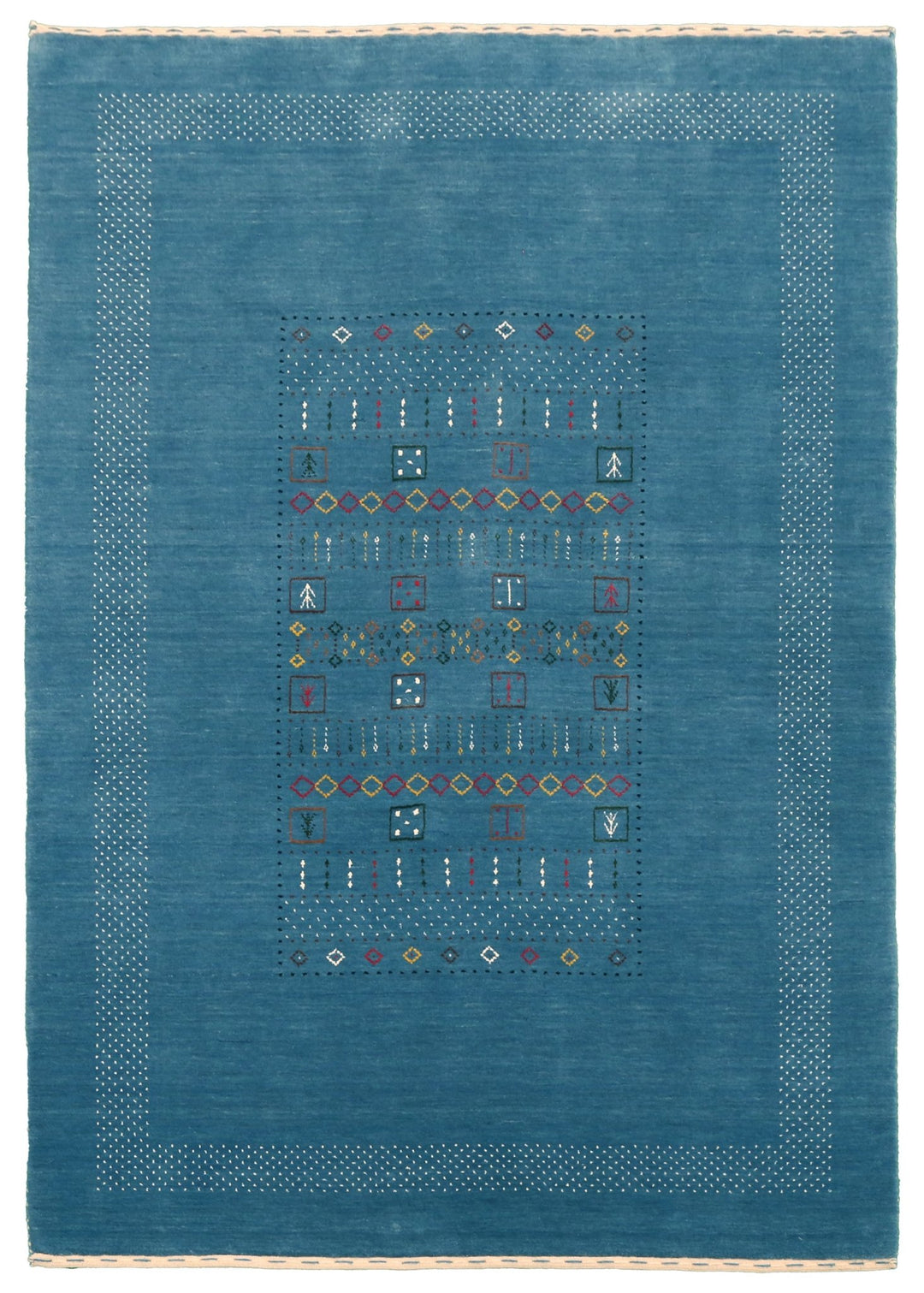 Blue And White Gabbeh Design Hand Loomed Wool Area Rug - The Rug Decor