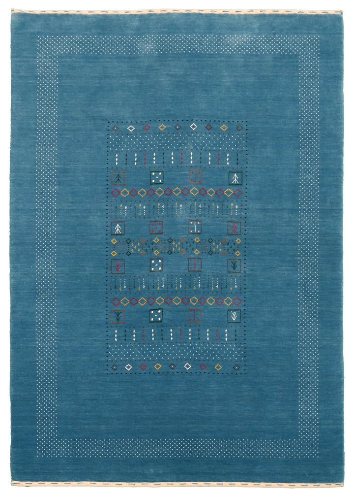 Blue And White Gabbeh Design Hand Loomed Wool Area Rug - The Rug Decor