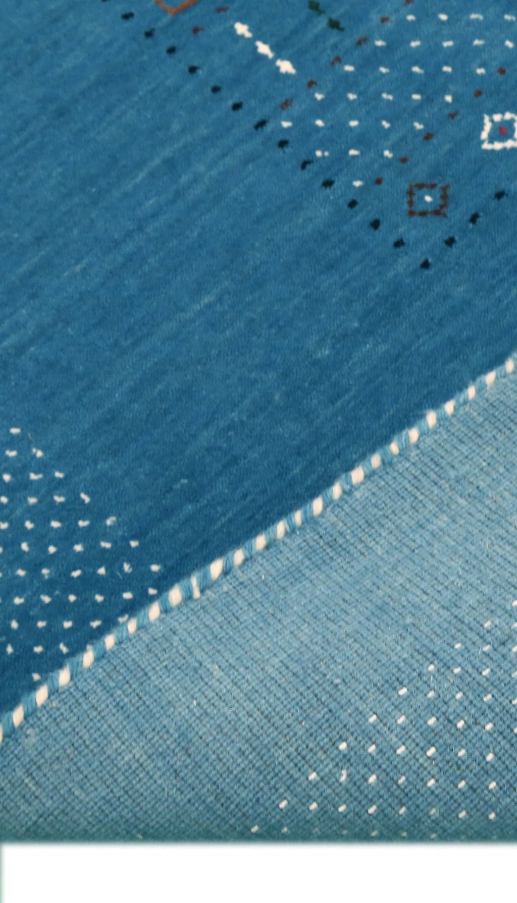 Blue And White Gabbeh Design Hand Loomed Wool Area Rug - The Rug Decor