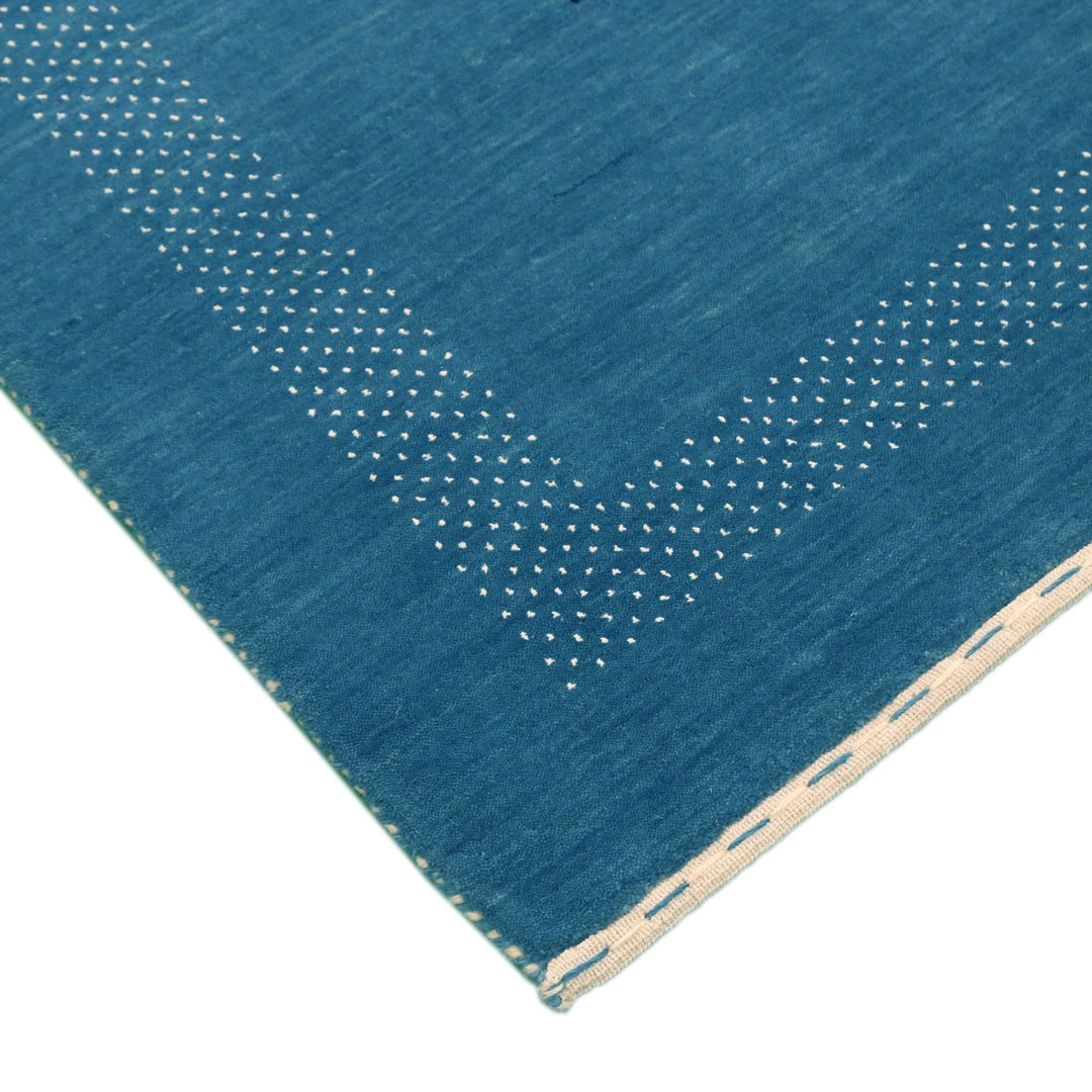 Blue And White Gabbeh Design Hand Loomed Wool Area Rug - The Rug Decor
