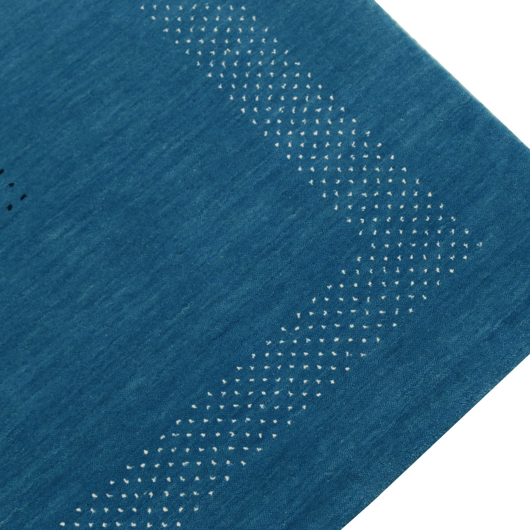 Blue And White Gabbeh Design Hand Loomed Wool Area Rug - The Rug Decor