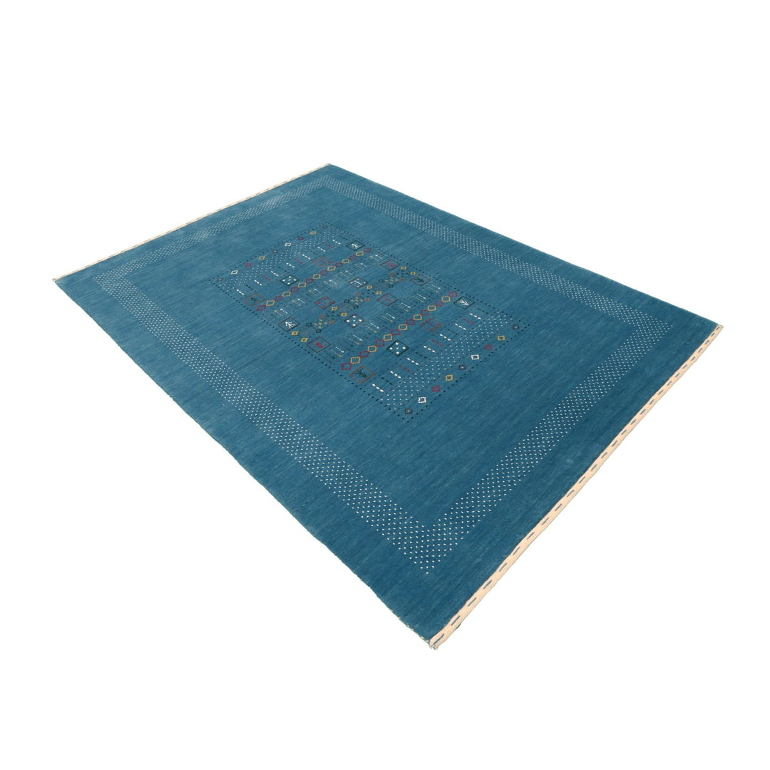 Blue And White Gabbeh Design Hand Loomed Wool Area Rug - The Rug Decor
