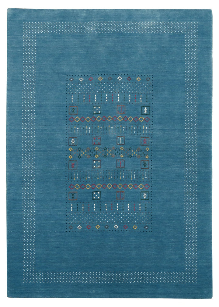 Blue And White Gabbeh Design Hand Loomed Wool Area Rug - The Rug Decor