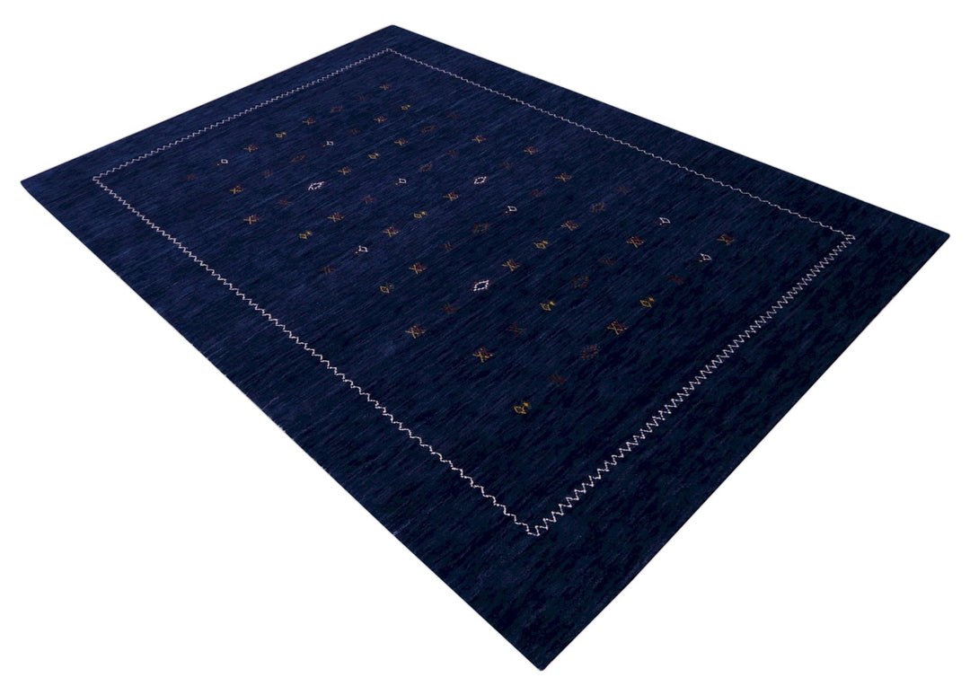 Blue And White Modern Design Hand Loomed Wool Area Rug - The Rug Decor