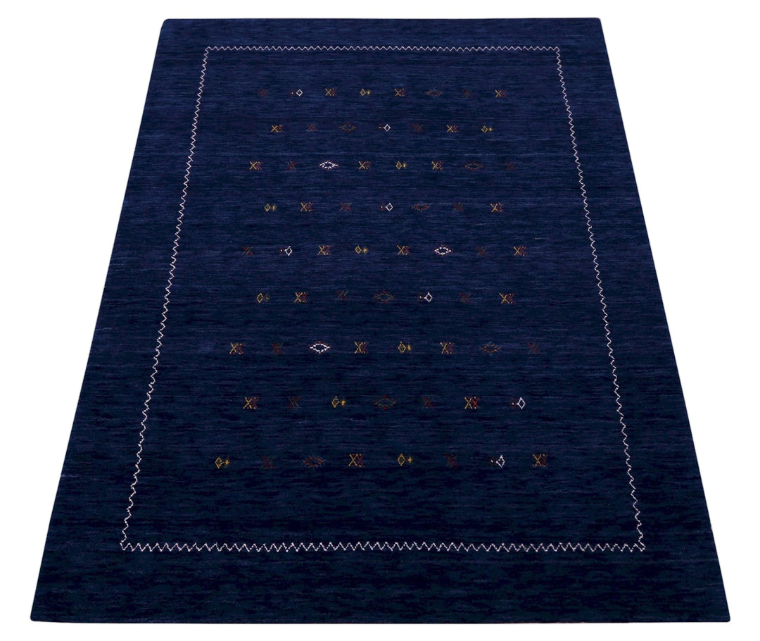 Blue And White Modern Design Hand Loomed Wool Area Rug - The Rug Decor