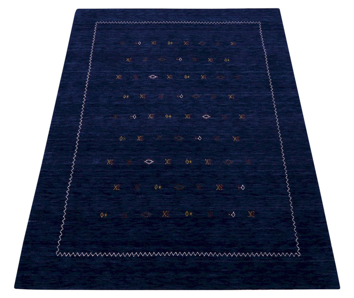 Blue And White Modern Design Hand Loomed Wool Area Rug - The Rug Decor