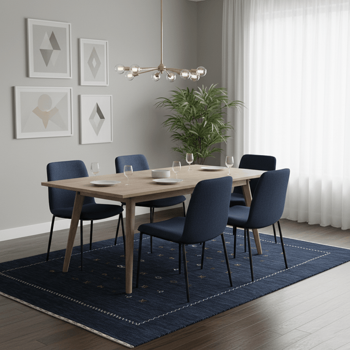 Blue And White Modern Design Hand Loomed Wool Area Rug - The Rug Decor