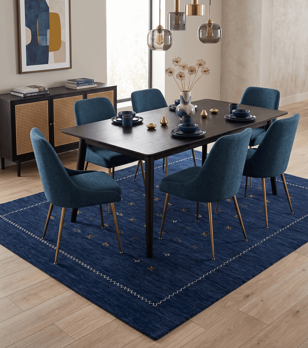 Blue And White Modern Design Hand Loomed Wool Area Rug - The Rug Decor