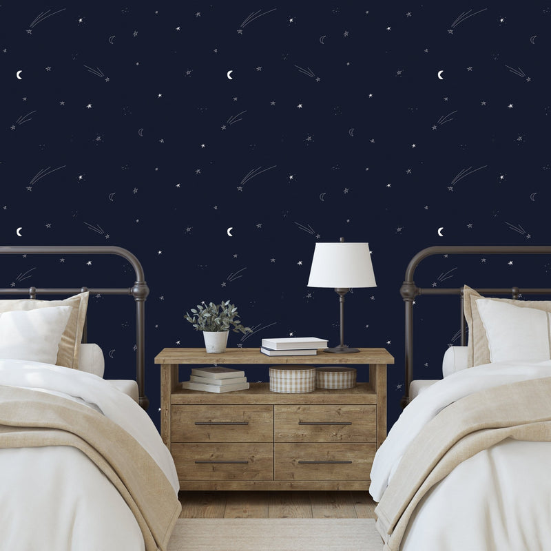 Blue and white Starry Night Sky Wall Art, self - adhesive wallpaper - The Rug Decor