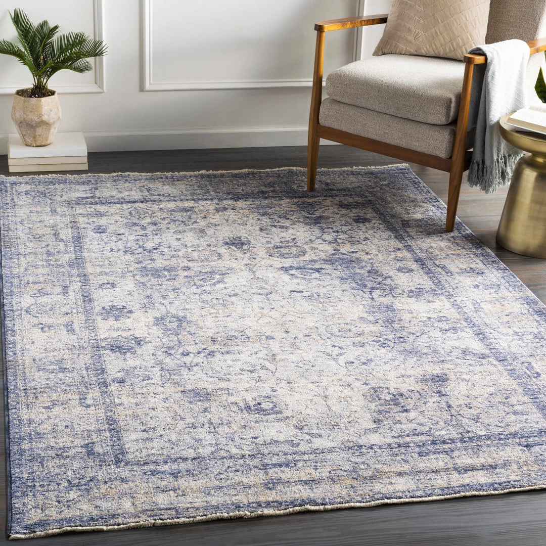 Blue And White Traditional Style Machine Woven Area Rug - The Rug Decor