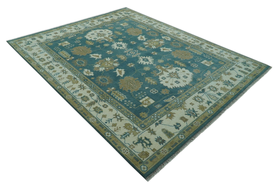 Blue, Beige And Green Traditional Hand Knotted Custom Made Wool rug - The Rug Decor