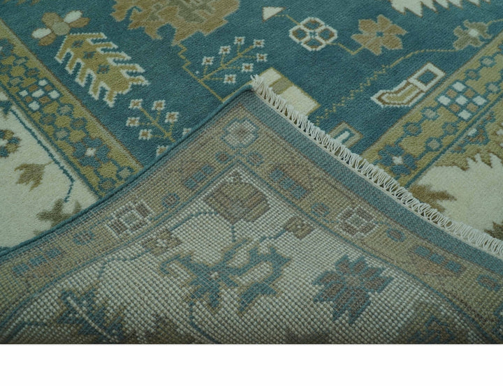 Blue, Beige And Green Traditional Hand Knotted Custom Made Wool rug - The Rug Decor