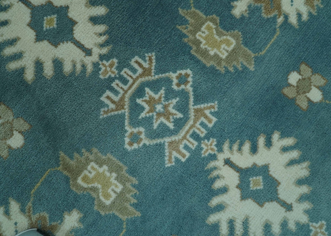 Blue, Beige And Green Traditional Hand Knotted Custom Made Wool rug - The Rug Decor