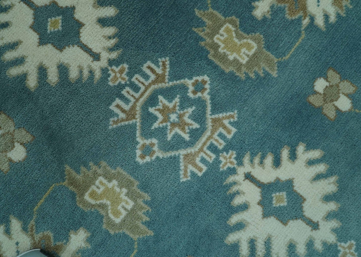 Blue, Beige And Green Traditional Hand Knotted Custom Made Wool rug - The Rug Decor