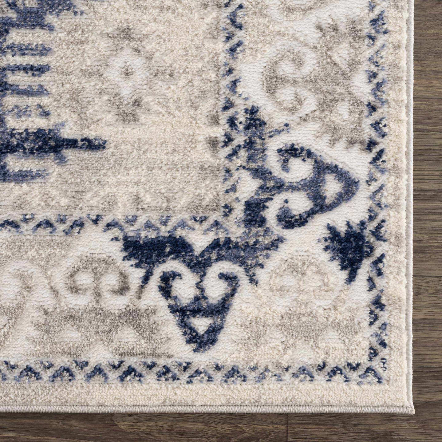 Blue, Beige and Taupe Traditional oriental bohemian area rug - The Rug Decor