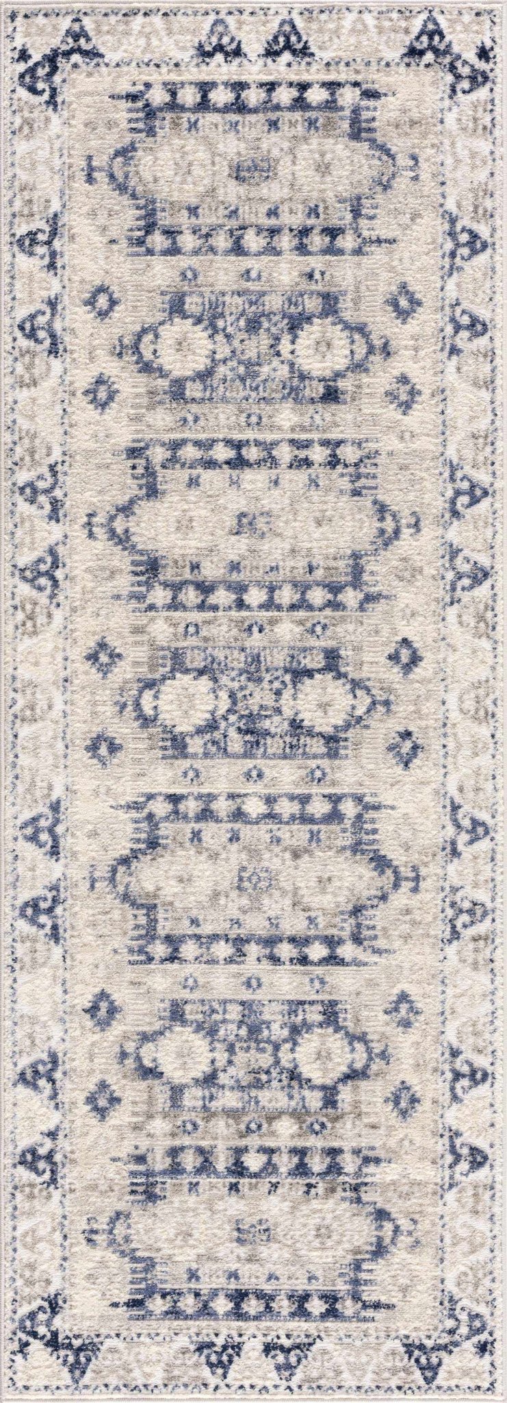 Blue, Beige and Taupe Traditional oriental bohemian area rug - The Rug Decor
