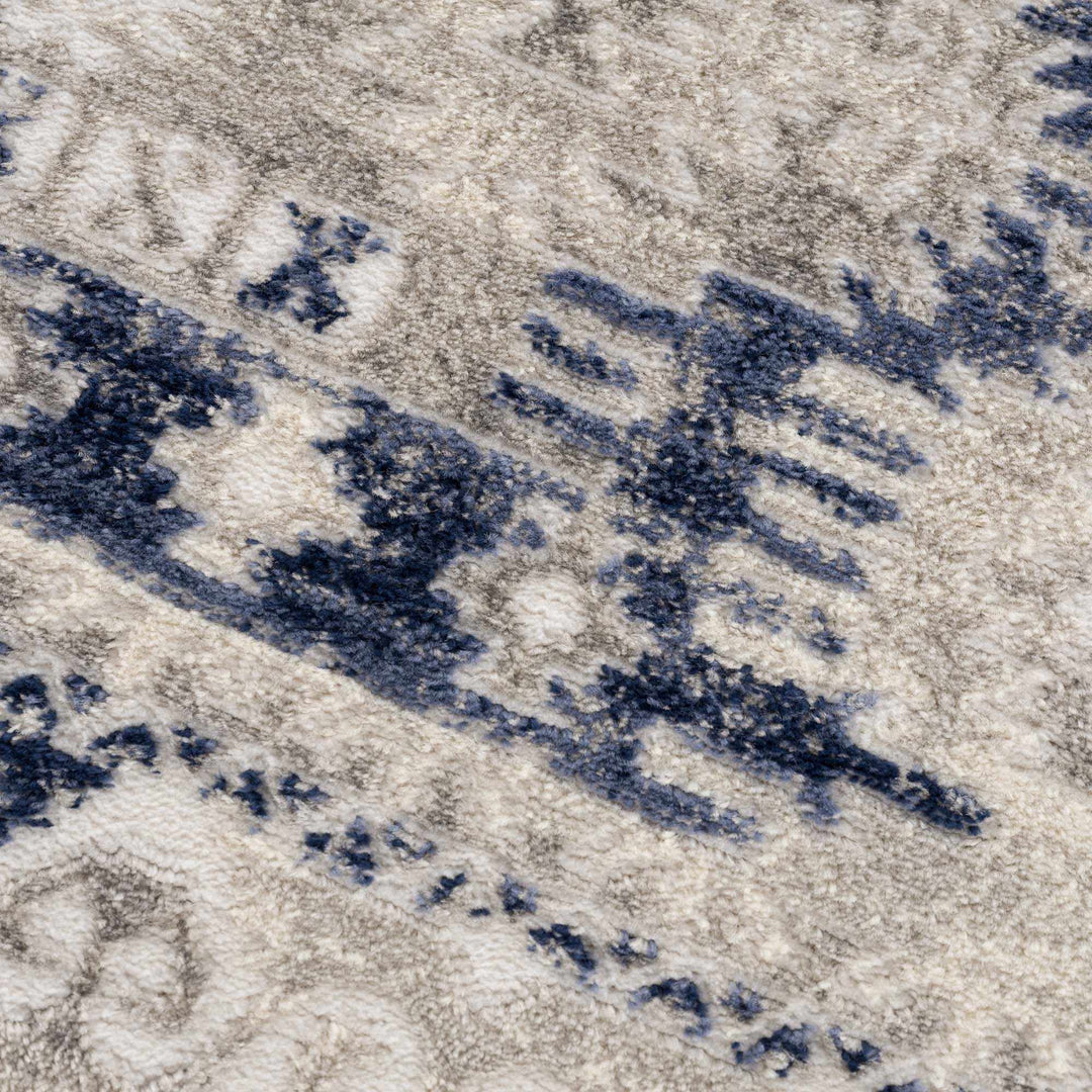 Blue, Beige and Taupe Traditional oriental bohemian area rug - The Rug Decor
