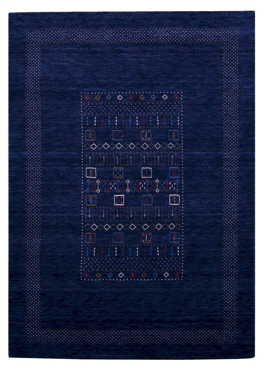 Blue Center Pattern Hand Loomed Wool Area Rug - The Rug Decor