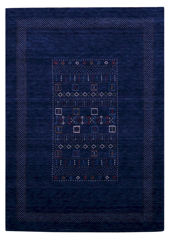 Blue Center Pattern Hand Loomed Wool Area Rug - The Rug Decor