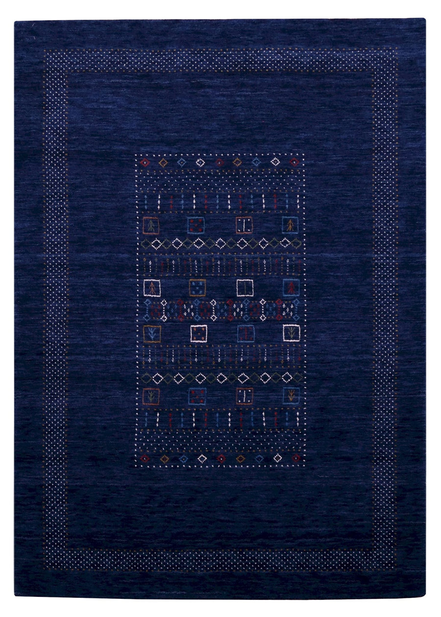 Blue Center Pattern Hand Loomed Wool Area Rug - The Rug Decor