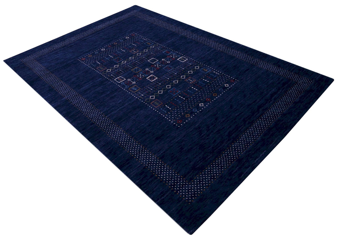 Blue Center Pattern Hand Loomed Wool Area Rug - The Rug Decor