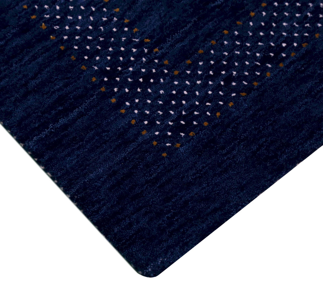 Blue Center Pattern Hand Loomed Wool Area Rug - The Rug Decor