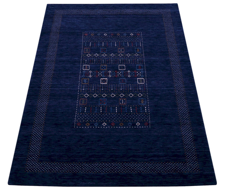 Blue Center Pattern Hand Loomed Wool Area Rug - The Rug Decor