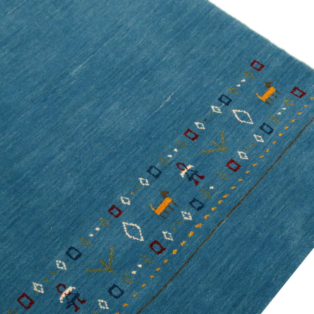 Blue Contemporary Design Hand Loomed Wool Area Rug - The Rug Decor