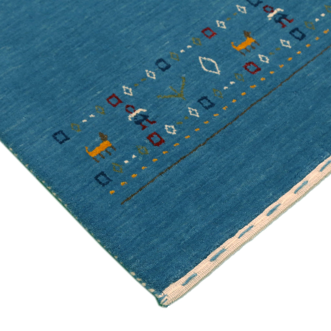 Blue Contemporary Design Hand Loomed Wool Area Rug - The Rug Decor