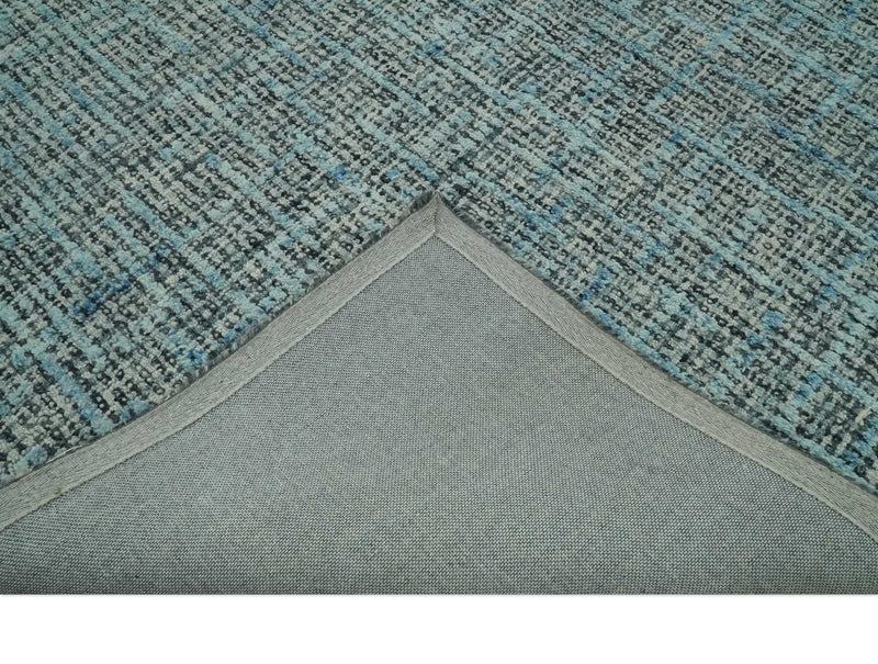 Blue Ivory and Charcoal 5x7.6 Modern Abstract Hand Tufted wool area rug - The Rug Decor