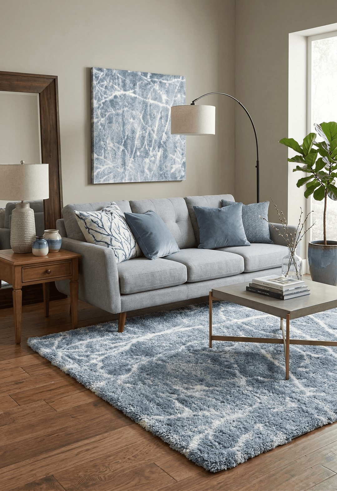 Blue Modern Abstract Design 5x7 Rug - The Rug Decor