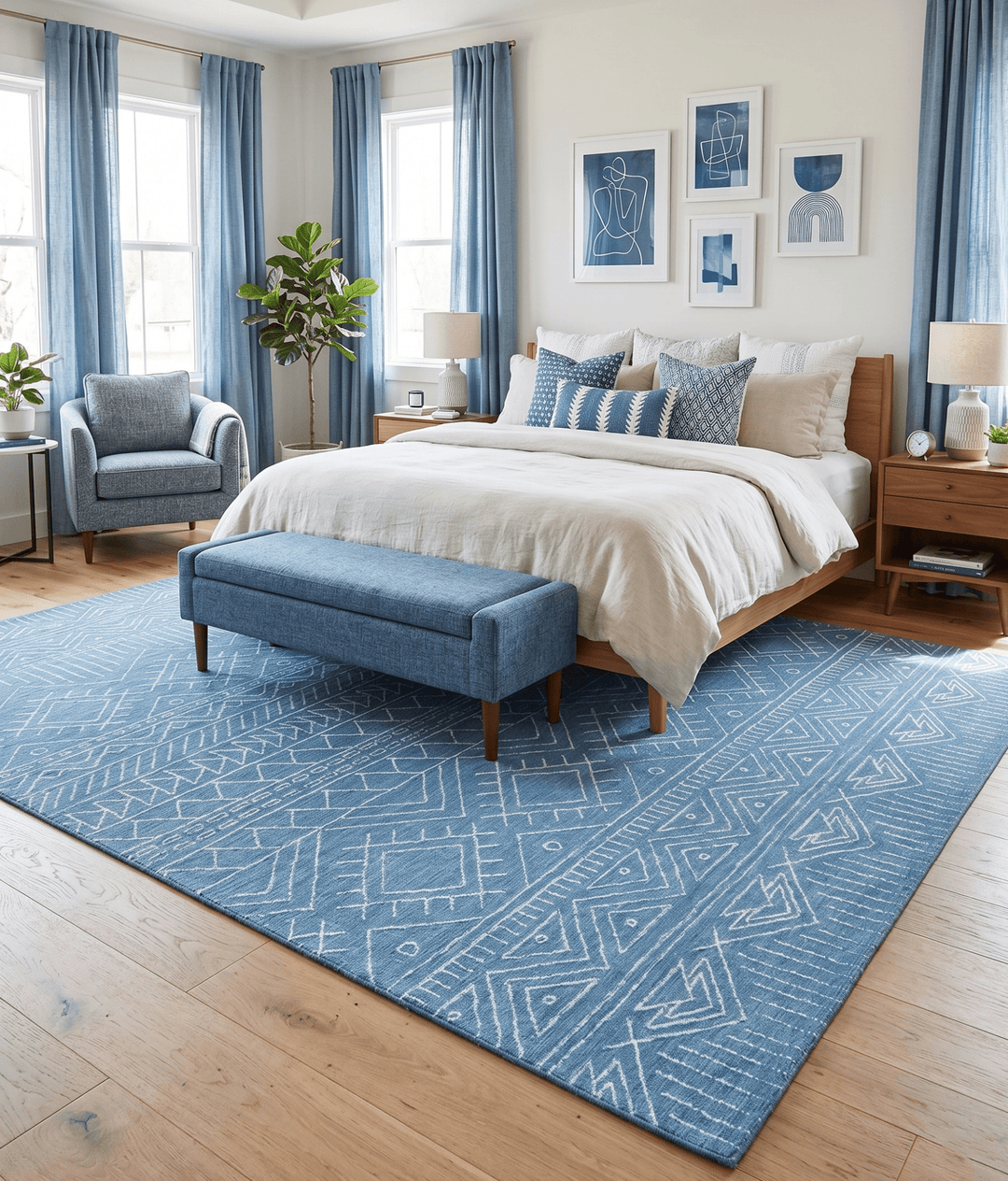 Blue Modern Contemporary Hand Tufted Wool Area Rug - The Rug Decor