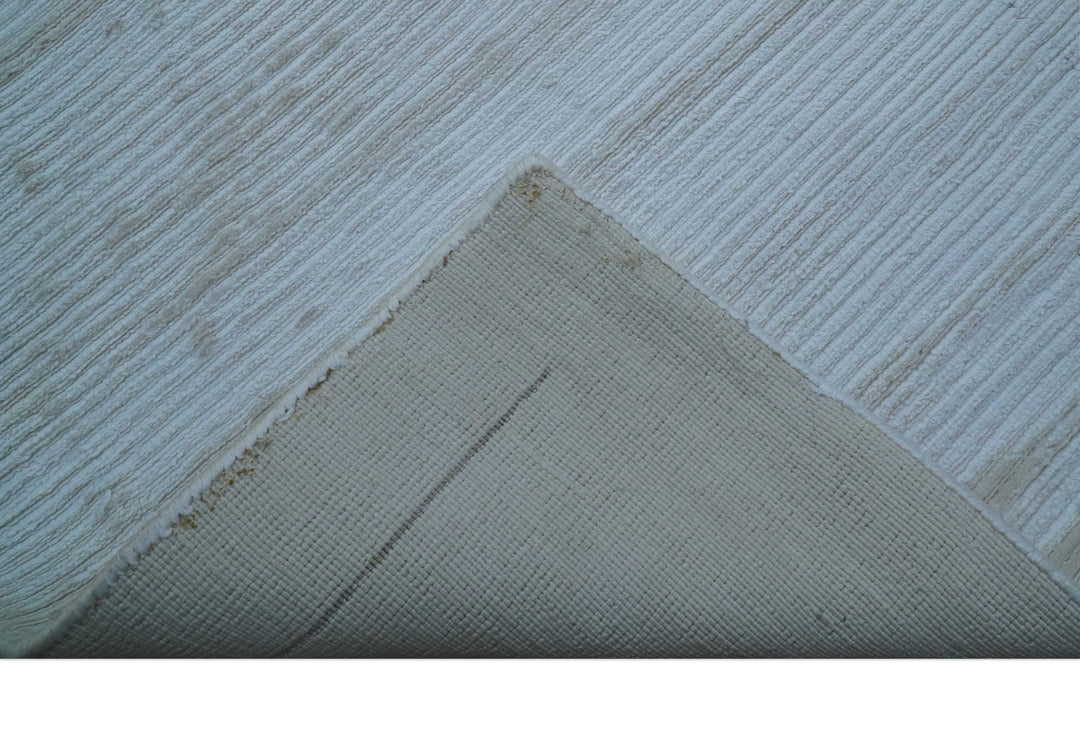 Blue Modern Solid Design Hand Loom 9x12 Art Silk Area Rug - The Rug Decor